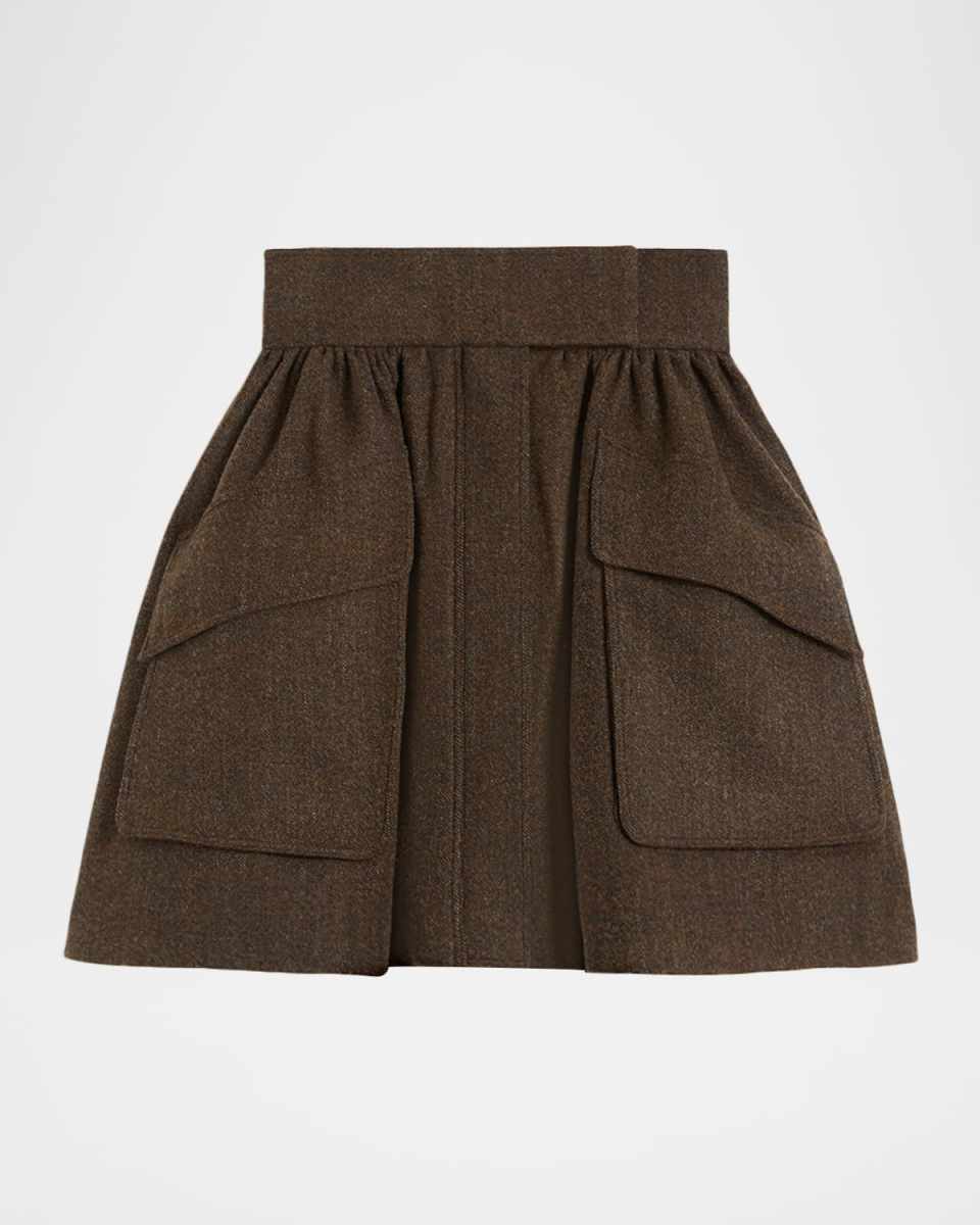 Bernini Ruched Wool Mini Skirt